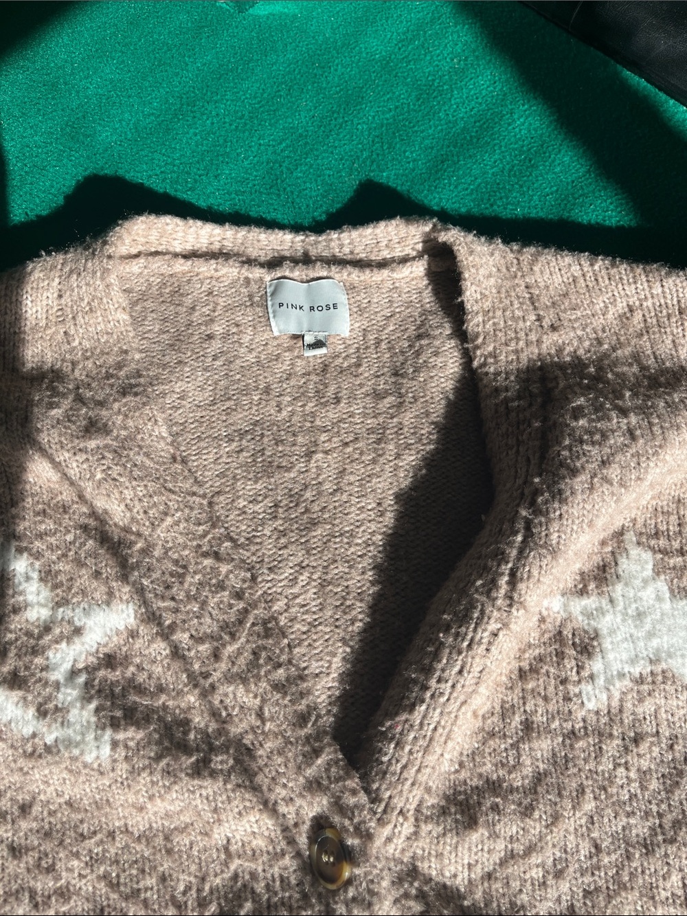 Pink Rose Star-Pattern Button-Front Cardigan - Picture 3 of 8